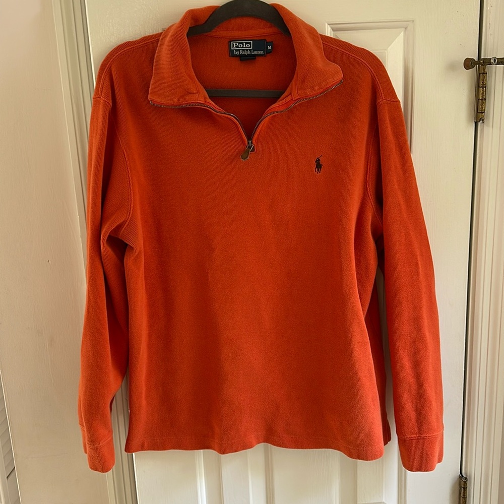 𝅺POLO RALPH LAUREN orange Medium 3/4 zip sweater